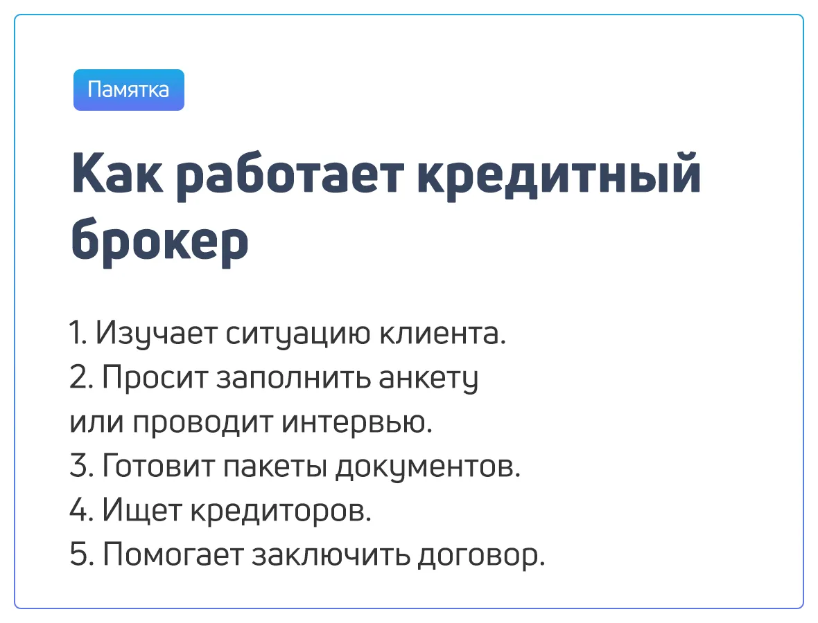 Памятка Как работает кредитный брокер